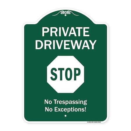 Signmission Private Driveway Stop Heavy-Gauge Aluminum Architectural Sign, 24" H, GW-1824-9920 A-DES-GW-1824-9920